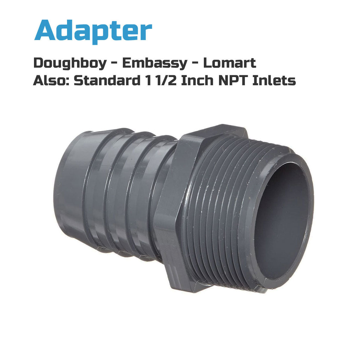 Threaded Adapter 1.5 Inch Hose X 1.5 Inch Pipe Thread. - The Aquabag